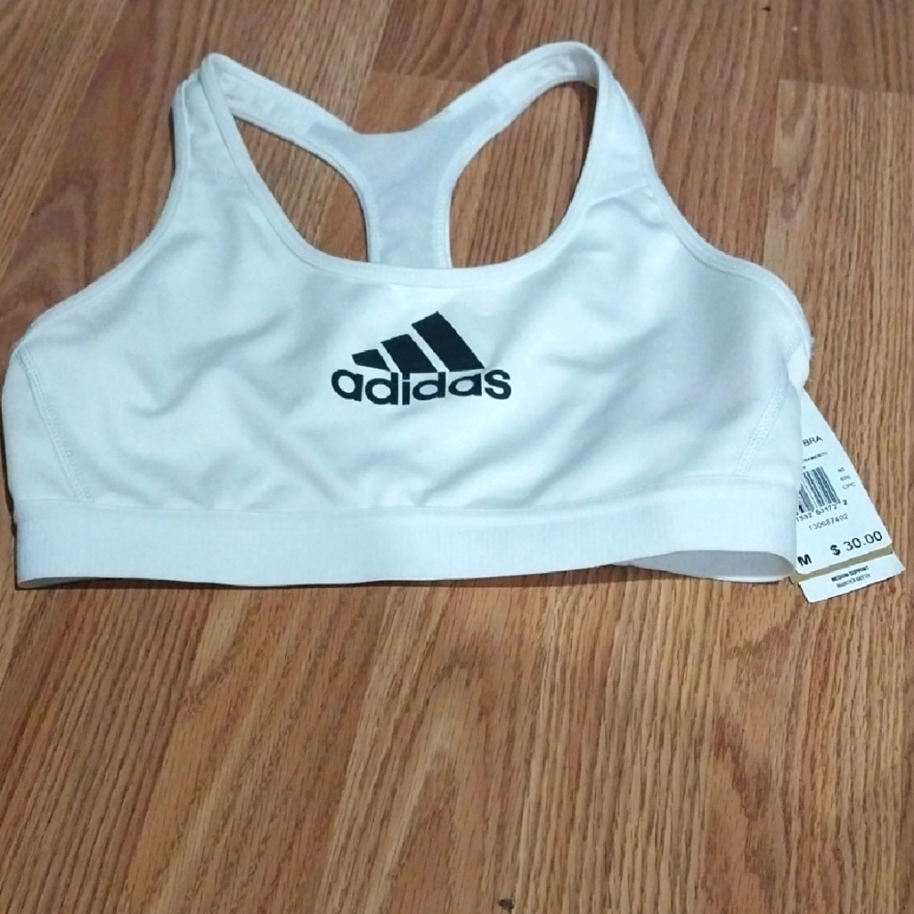 Adidas White Racerback Sports Bra